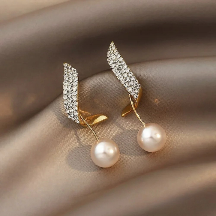 Elegant Pearl Drop Gold Earrings