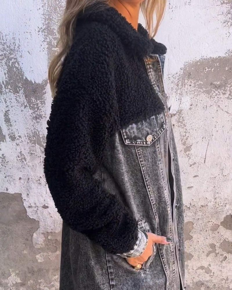 MARISA - Elegant denim jacket with single button closure and lapel for a trendy look