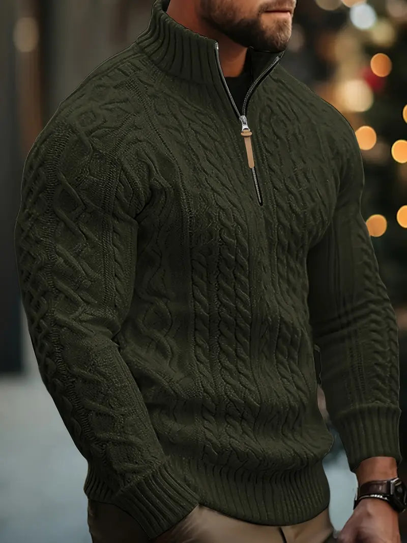 Rabada - Half-Zip Knitted Sweater With Stand-Up Collar