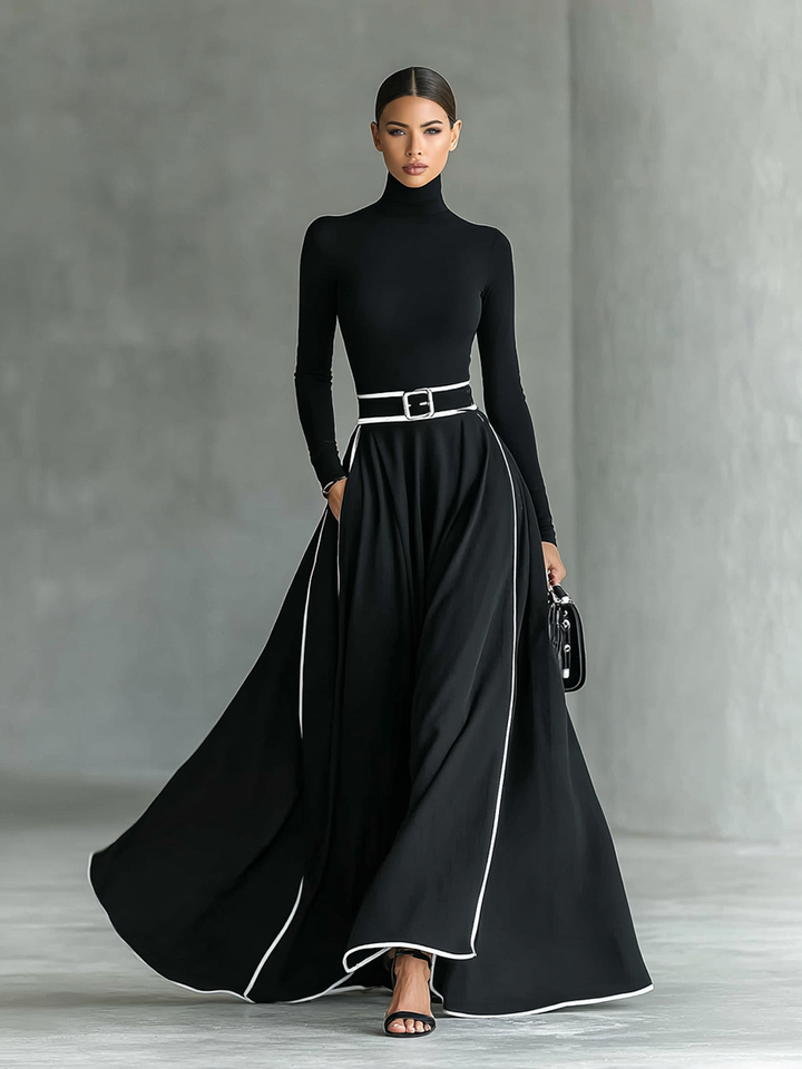 Romilly - Elegant Long Sleeve Dress with a Belt