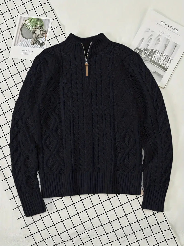 Rabada - Half-Zip Knitted Sweater With Stand-Up Collar