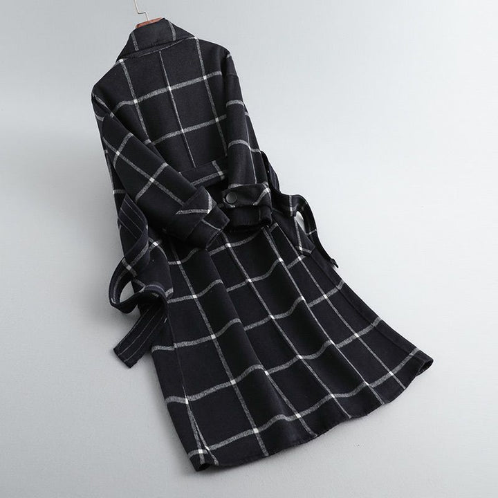 Women's Retro Lapel Plaid Tweed Coat