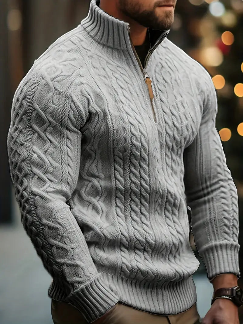 Rabada - Half-Zip Knitted Sweater With Stand-Up Collar