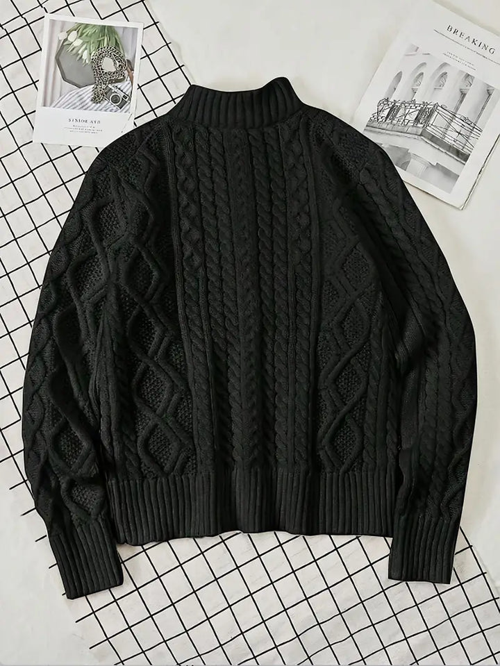 Rabada - Half-Zip Knitted Sweater With Stand-Up Collar