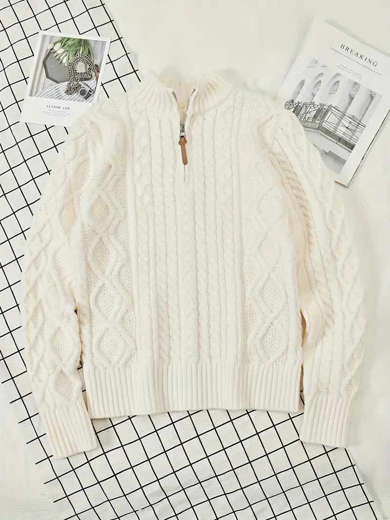 Rabada - Half-Zip Knitted Sweater With Stand-Up Collar