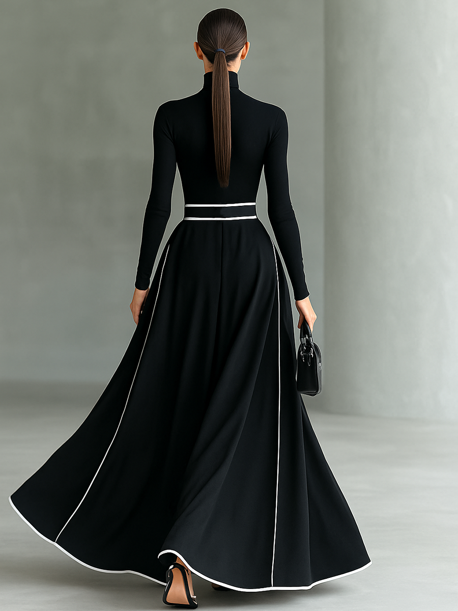 Romilly - Elegant Long Sleeve Dress with a Belt